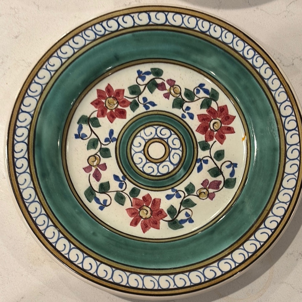 Green and Red Floral Accent Decor Plate